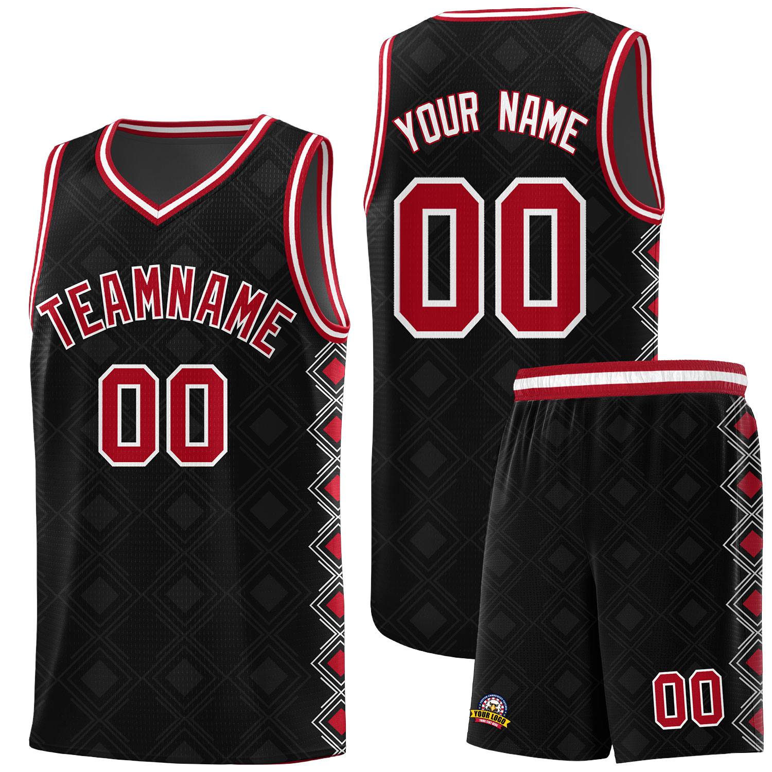 Custom Black Side Blocks Sports Uniform Basketball Jersey