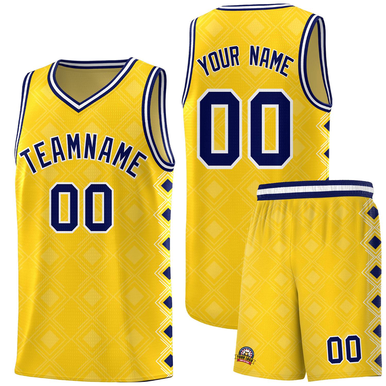 Custom Gold Side Blocks Sports Uniform Basketball Jersey