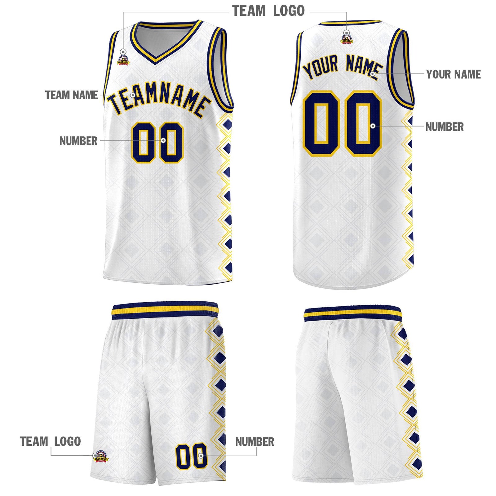 Custom White Side Blocks Sports Uniform Basketball Jersey