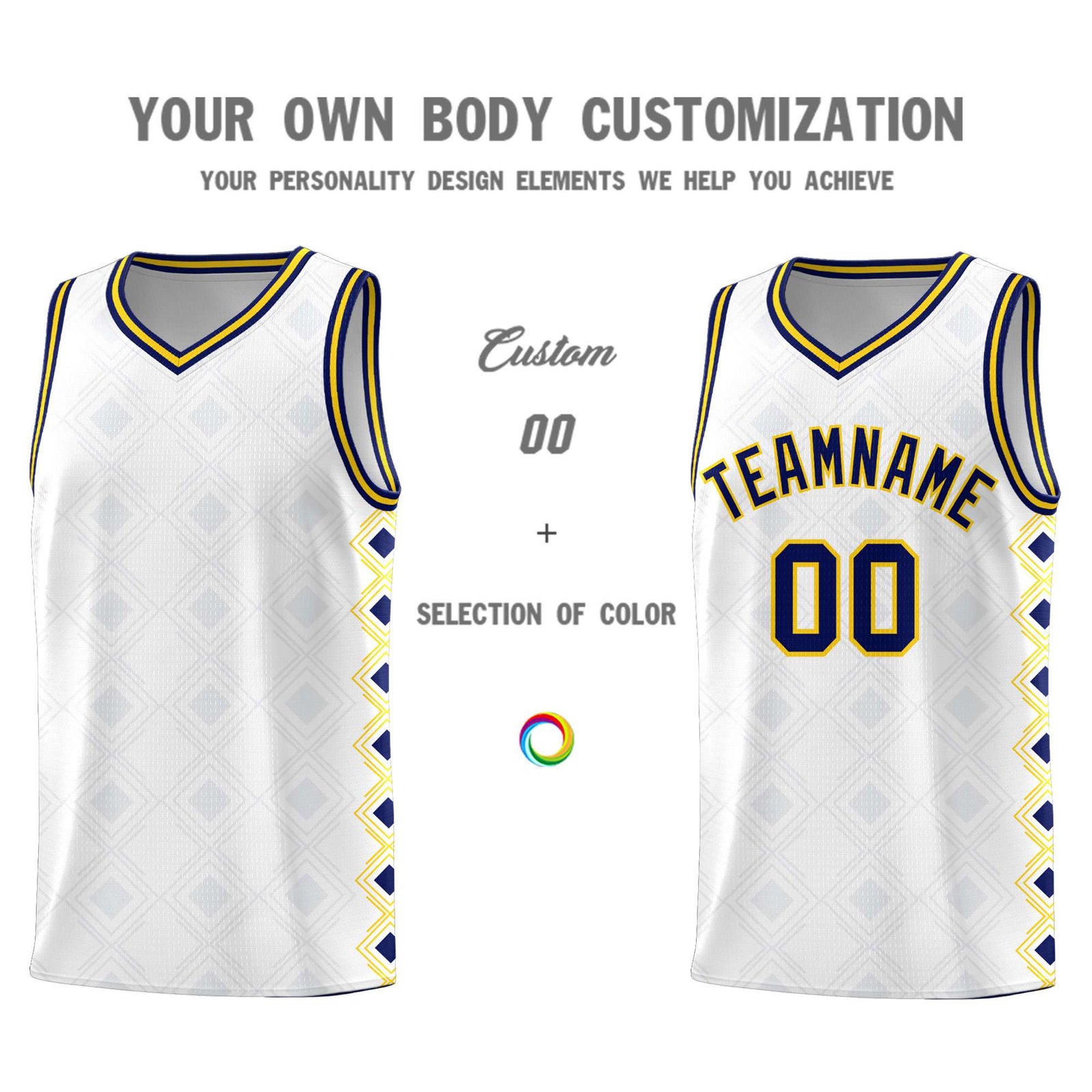 Custom White Side Blocks Sports Uniform Basketball Jersey