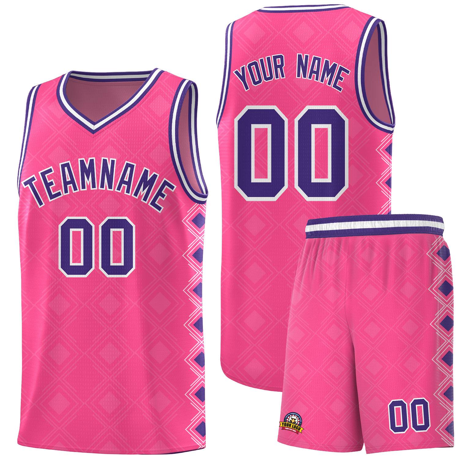 Custom Pink Side Blocks Sports Uniform Basketball Jersey