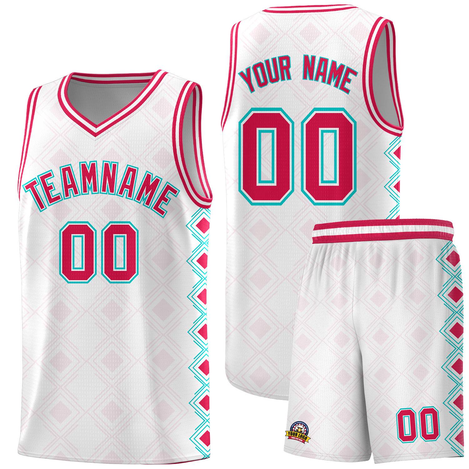 Custom White Side Blocks Sports Uniform Basketball Jersey