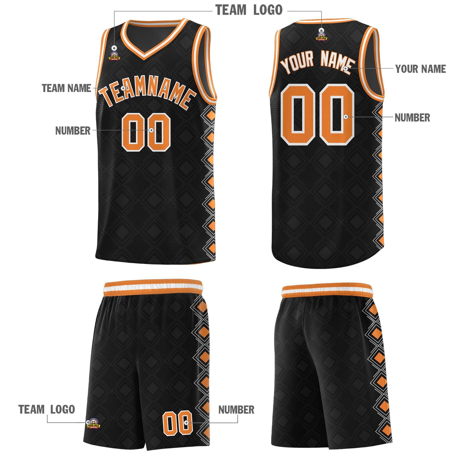 Custom Black Side Blocks Sports Uniform Basketball Jersey