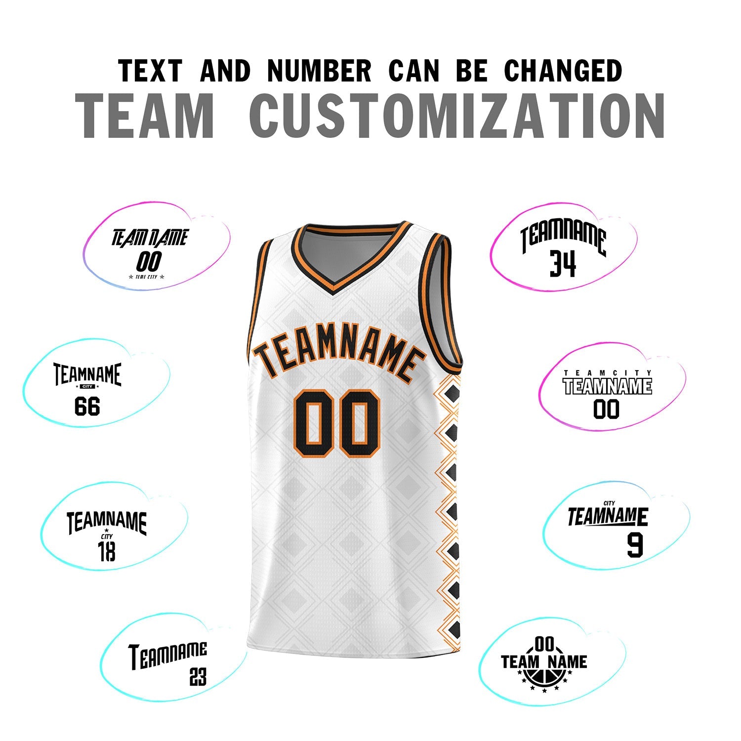 Custom White Side Blocks Sports Uniform Basketball Jersey