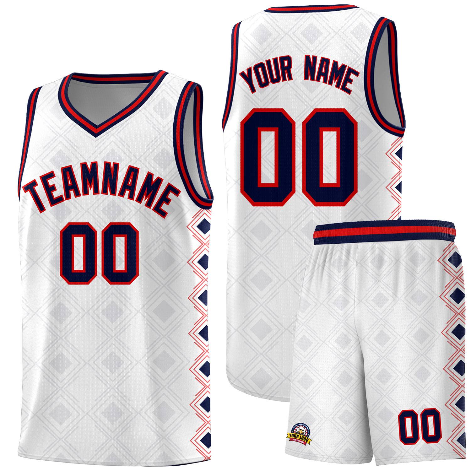 Custom White Side Blocks Sports Uniform Basketball Jersey