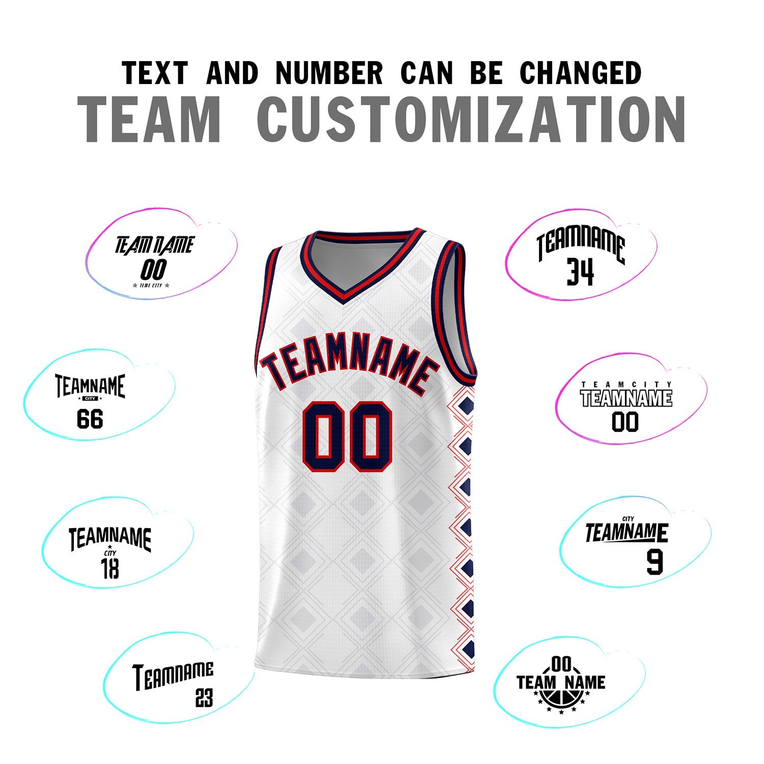 Custom White Side Blocks Sports Uniform Basketball Jersey