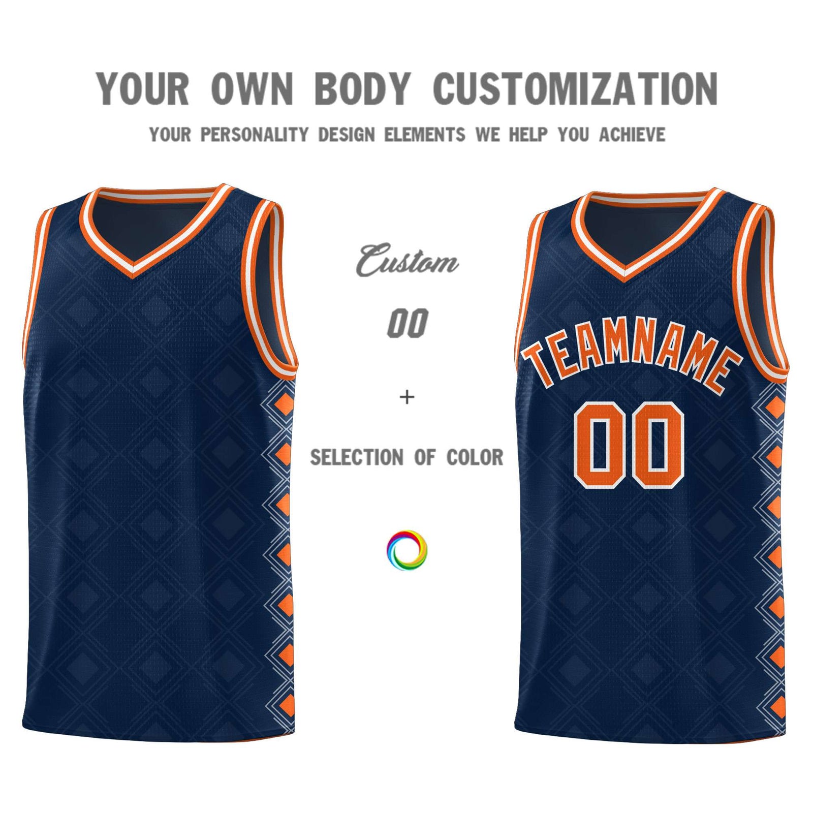 Custom Navy Side Blocks Sports Uniform Basketball Jersey