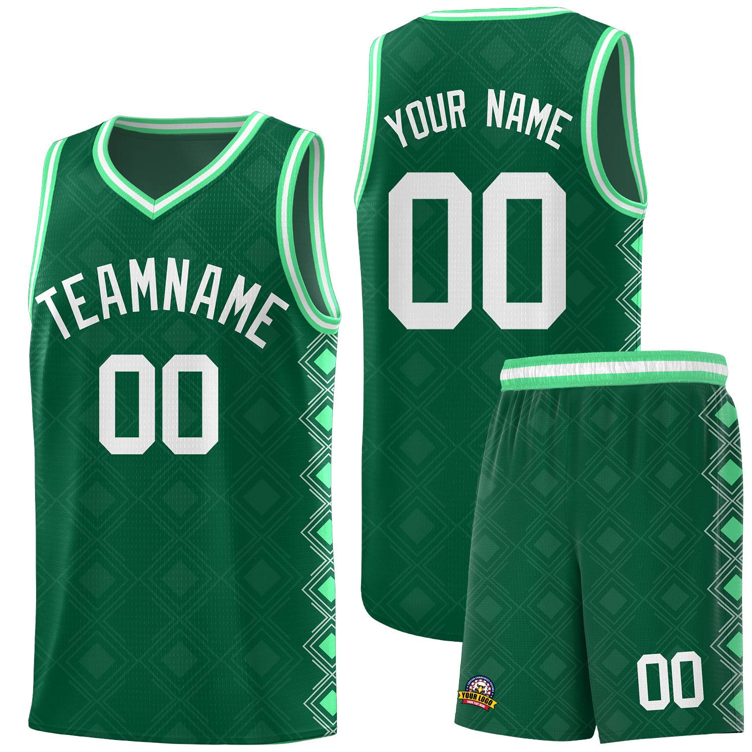Custom Kelly Green Side Blocks Sports Uniform Basketball Jersey