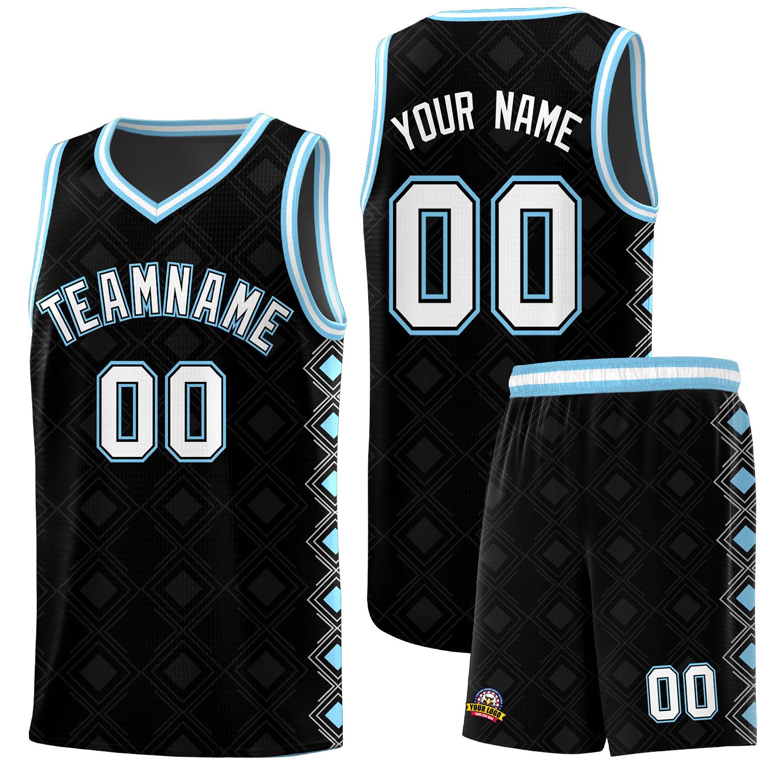 Custom Black Side Blocks Sports Uniform Basketball Jersey