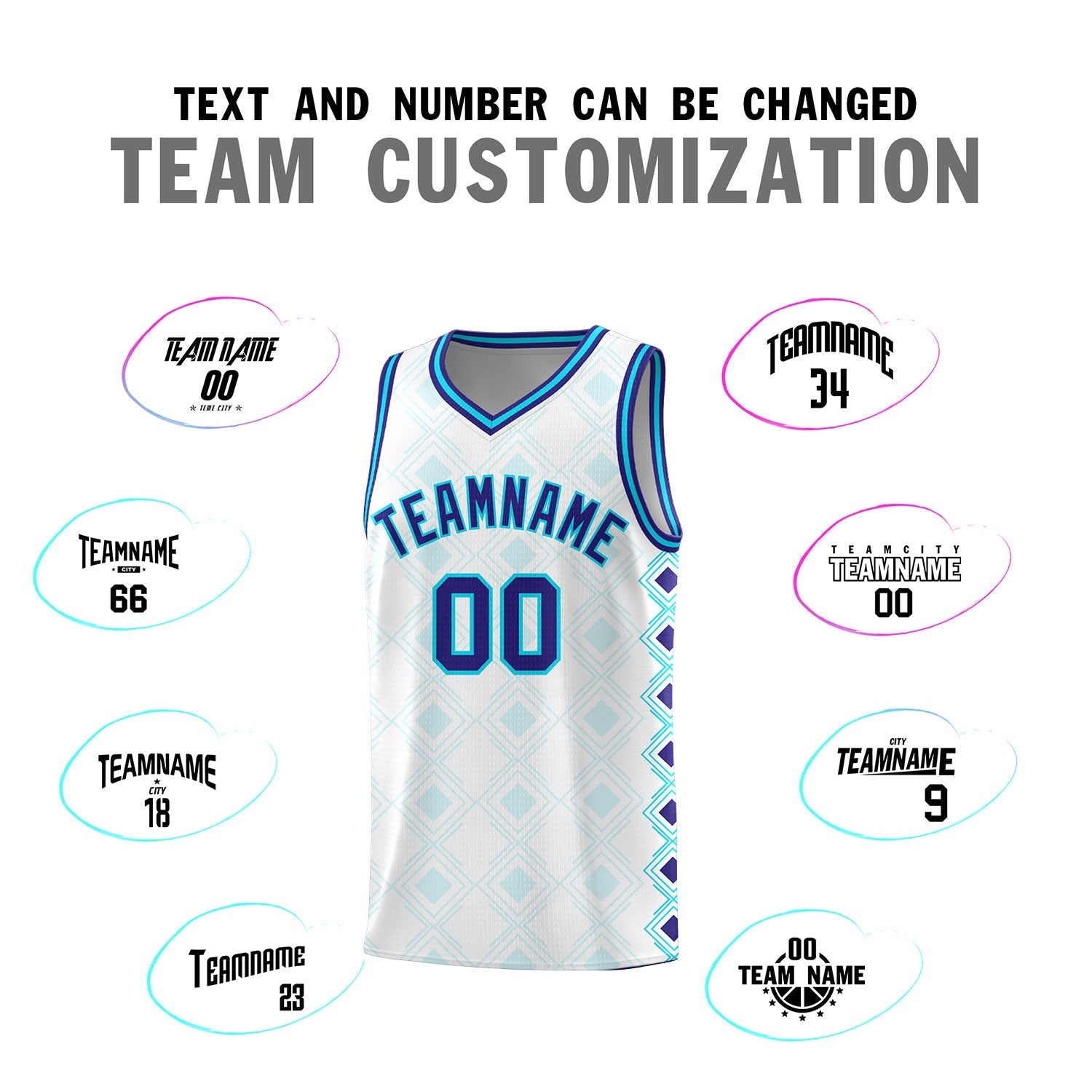 Custom White Side Blocks Sports Uniform Basketball Jersey