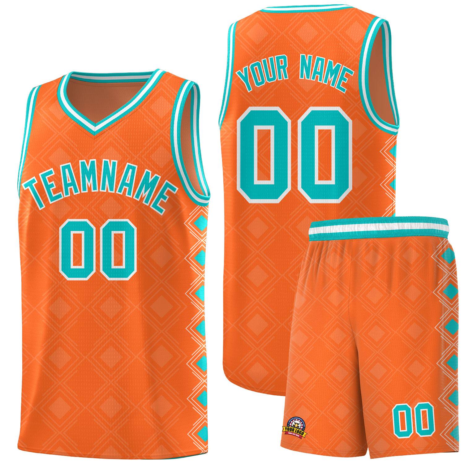 Custom Orange Side Blocks Sports Uniform Basketball Jersey