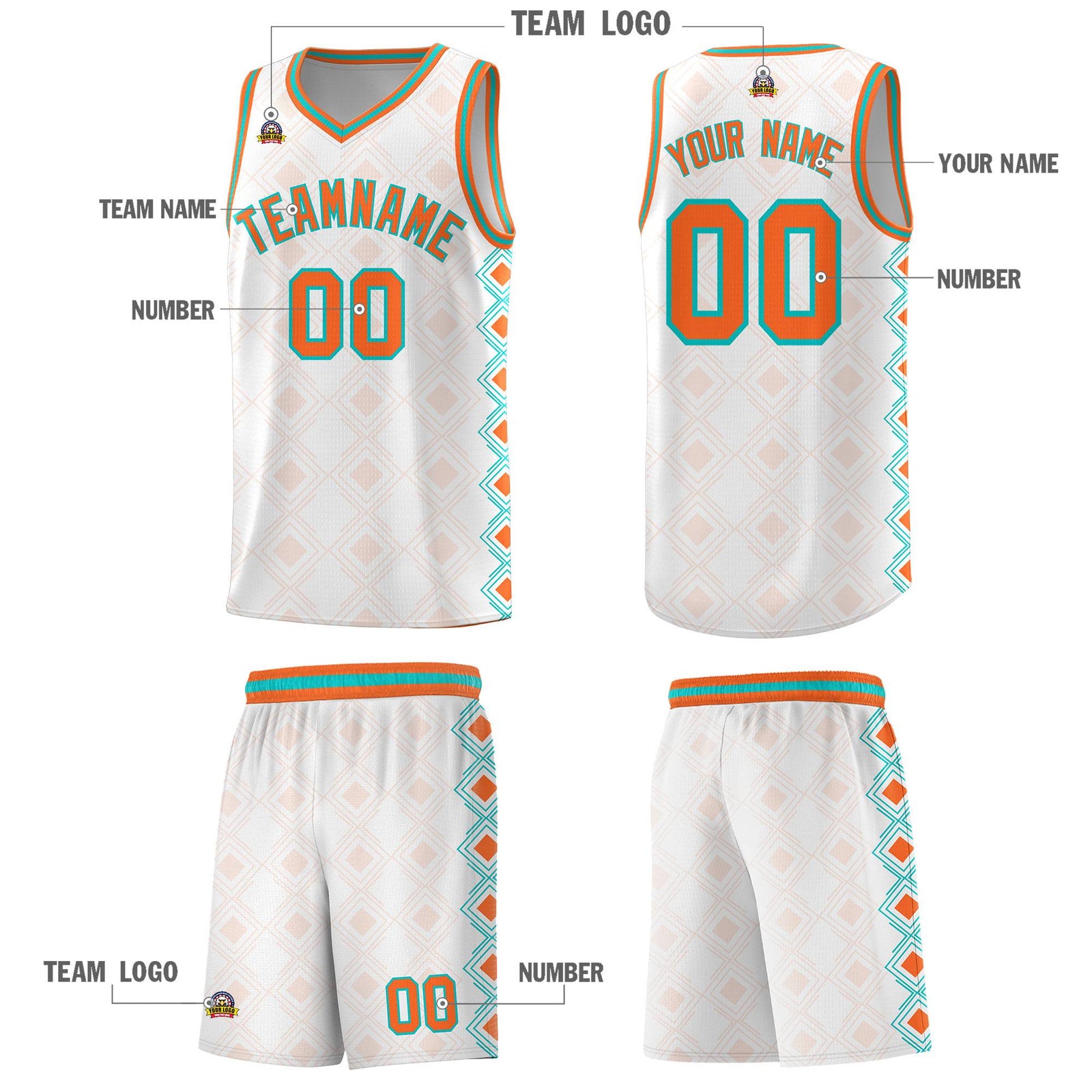 Custom White Side Blocks Sports Uniform Basketball Jersey