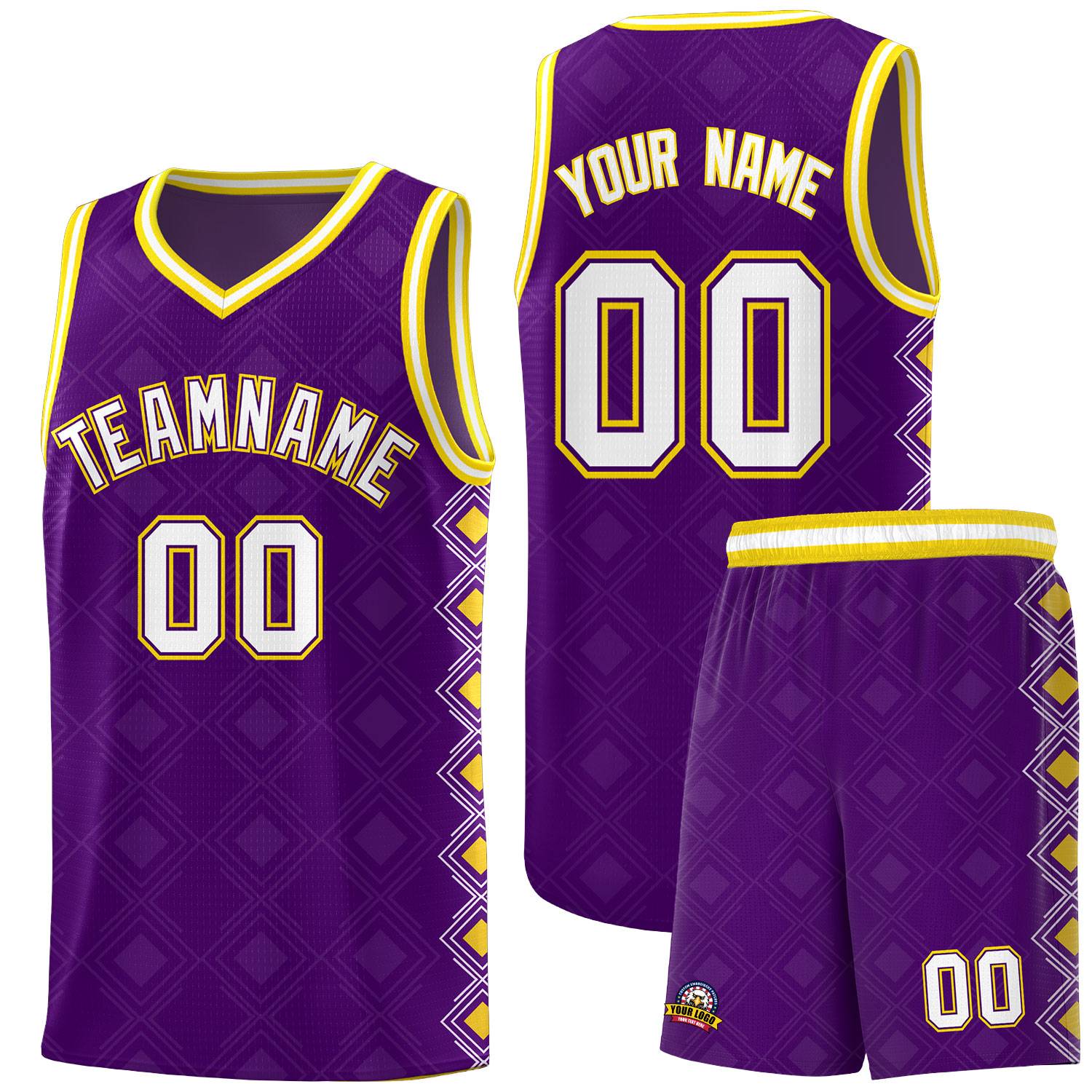 Custom Purple Side Blocks Sports Uniform Basketball Jersey