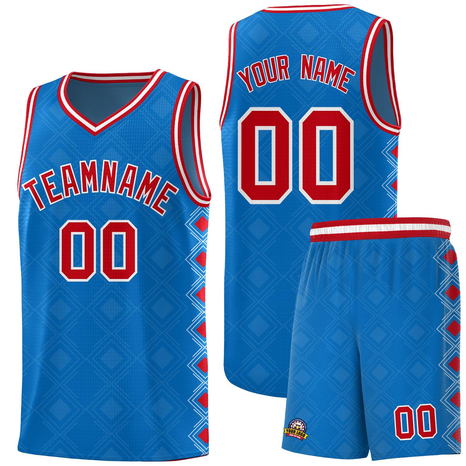 Custom Royal Side Blocks Sports Uniform Basketball Jersey