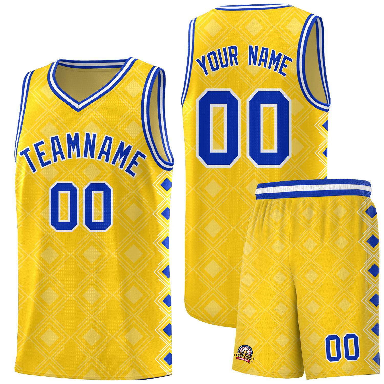 Custom Gold Side Blocks Sports Uniform Basketball Jersey