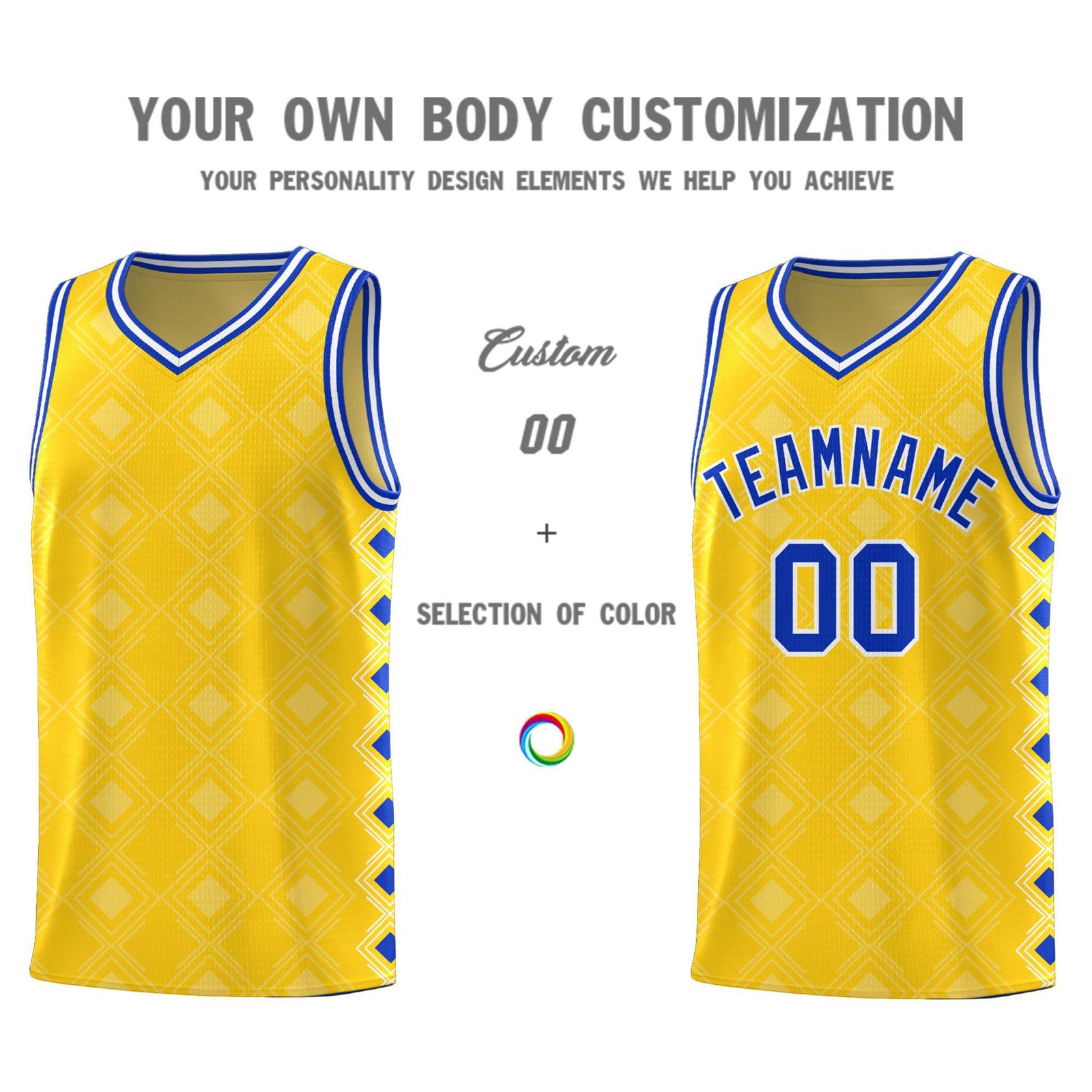 Custom Gold Side Blocks Sports Uniform Basketball Jersey