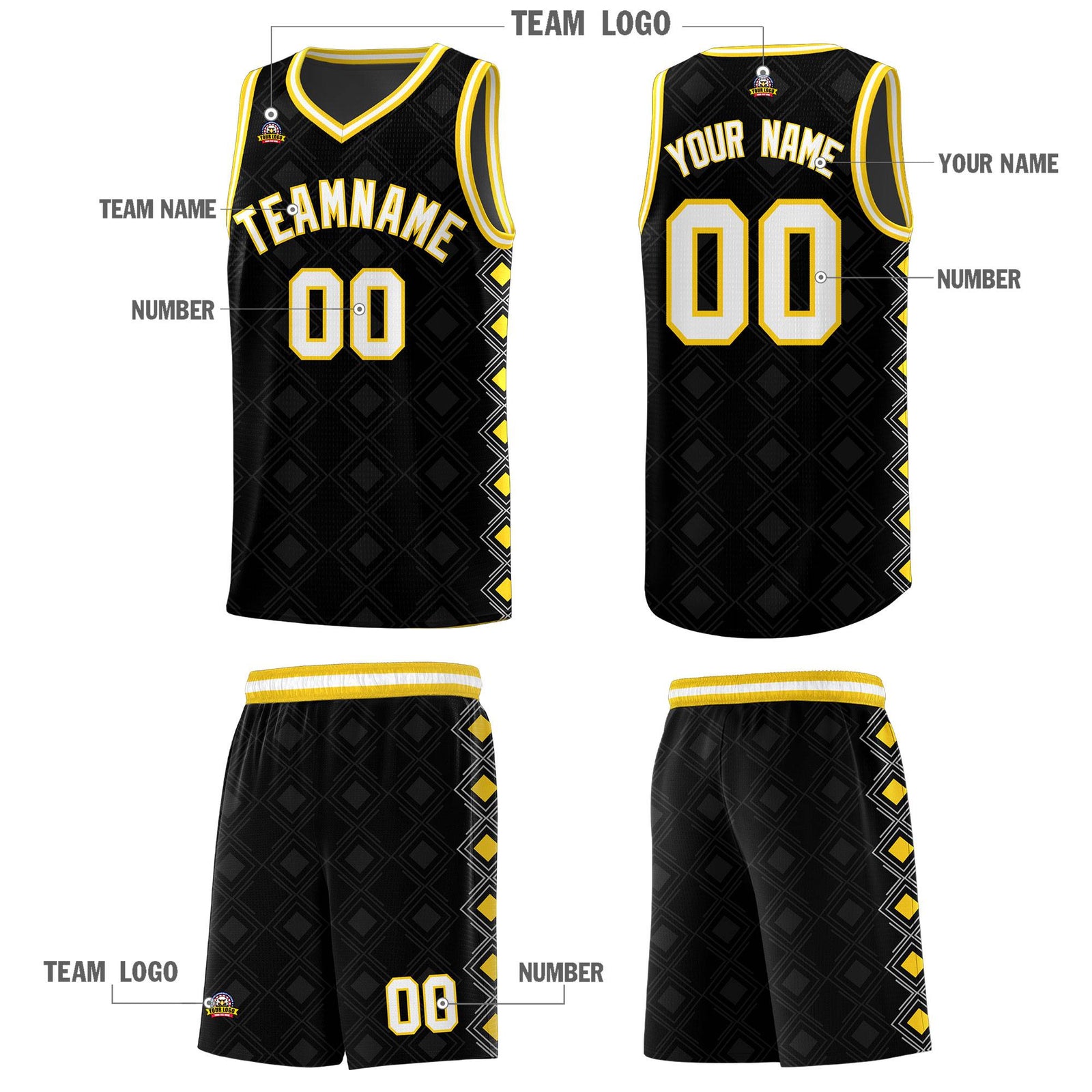 Custom Black Side Blocks Sports Uniform Basketball Jersey