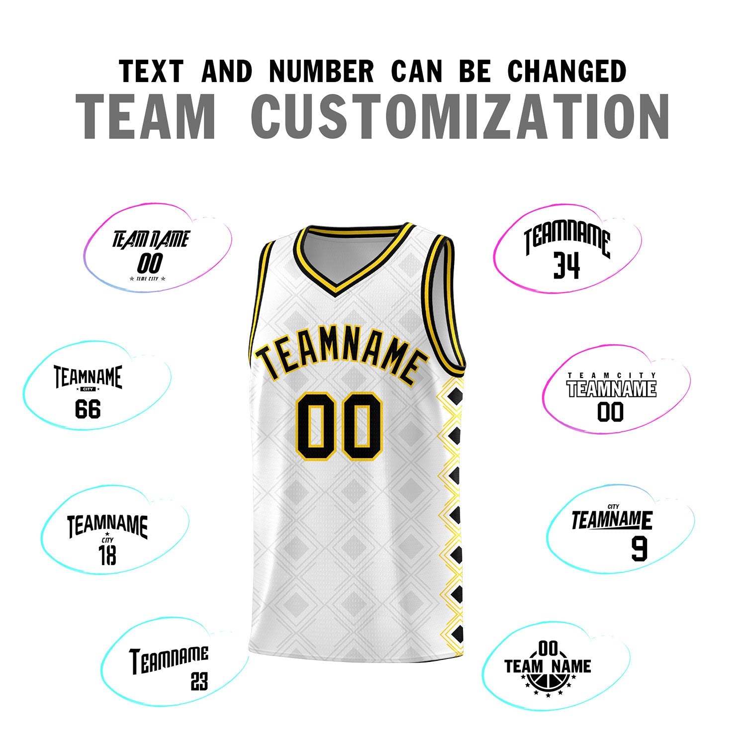Custom White Side Blocks Sports Uniform Basketball Jersey