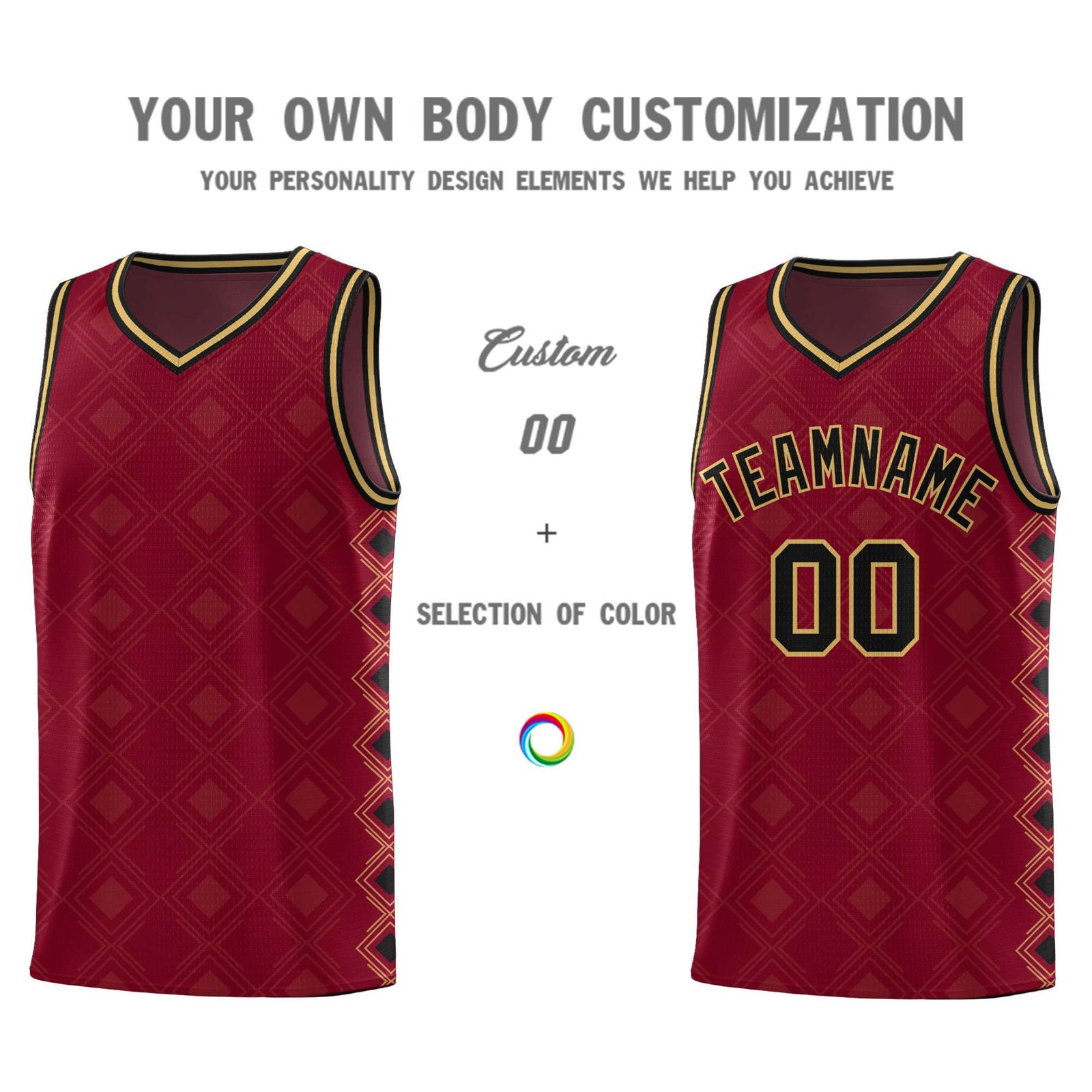 Custom Crimson Side Blocks Sports Uniform Basketball Jersey