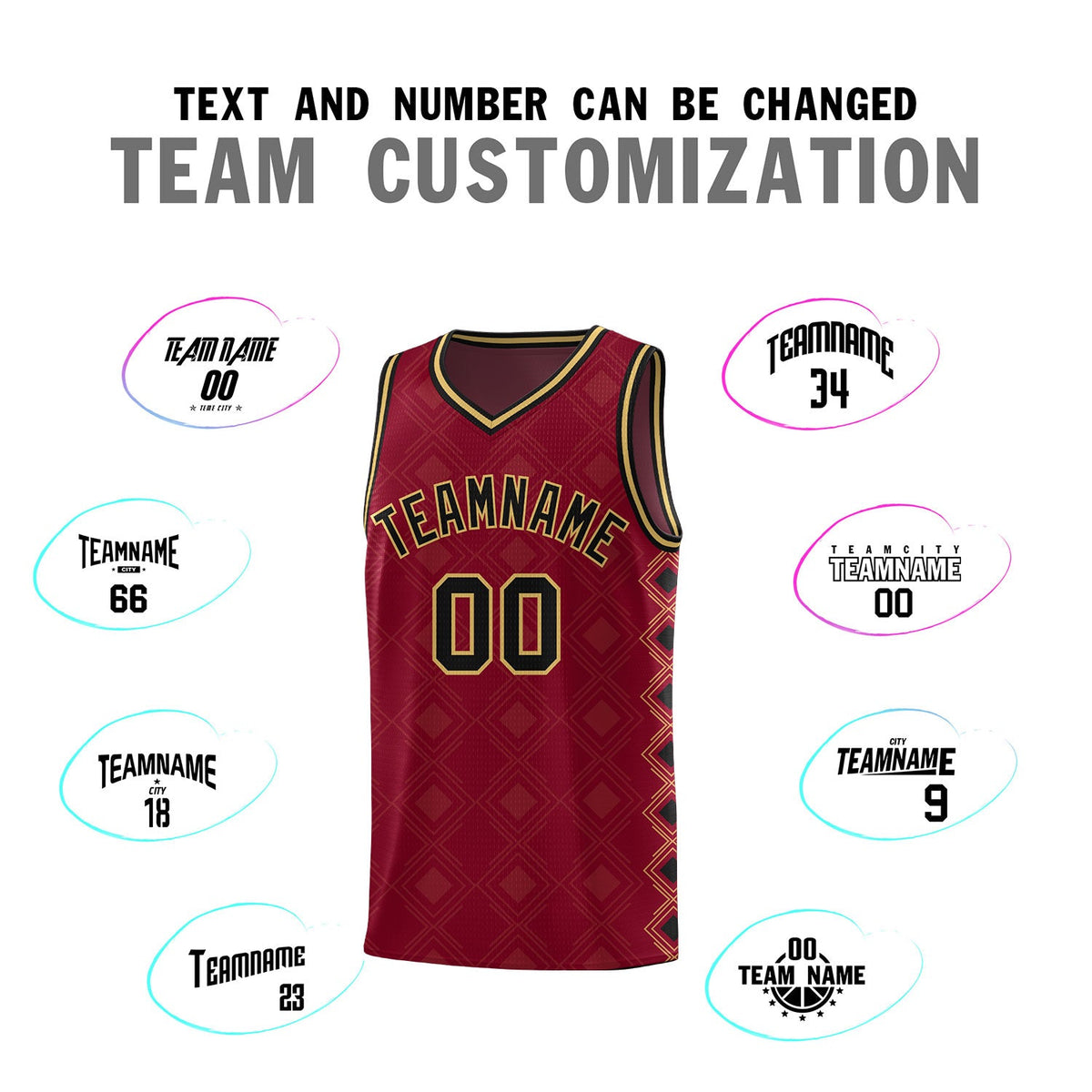 Custom Crimson Side Blocks Sports Uniform Basketball Jersey