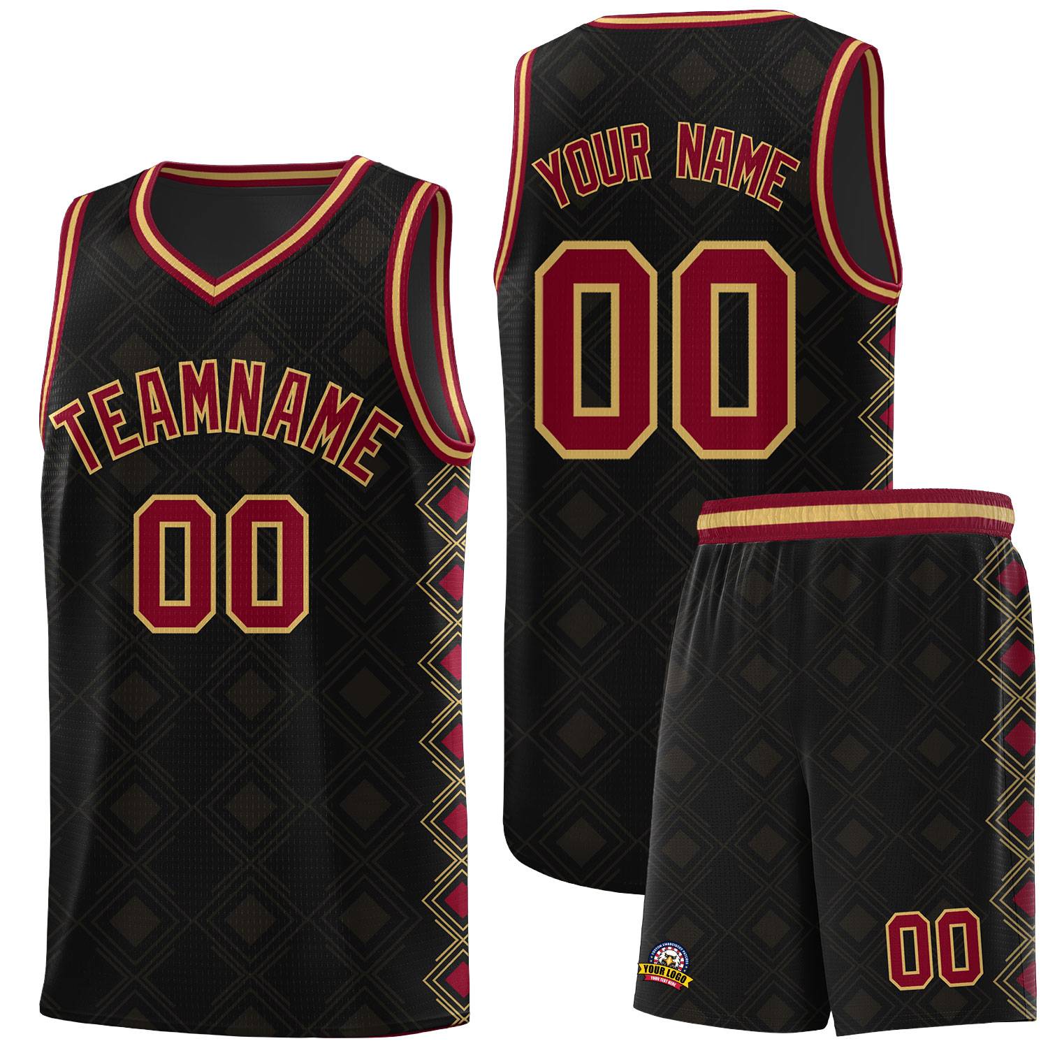 Custom Black Side Blocks Sports Uniform Basketball Jersey