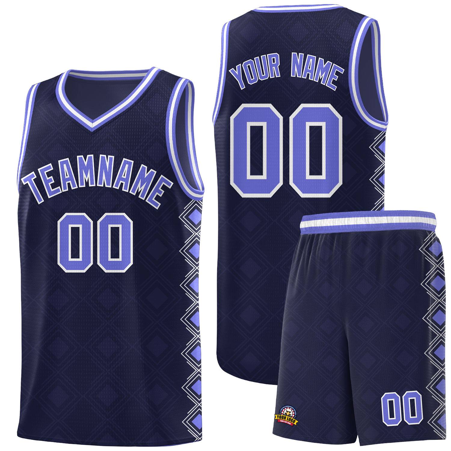 Custom Navy Side Blocks Sports Uniform Basketball Jersey