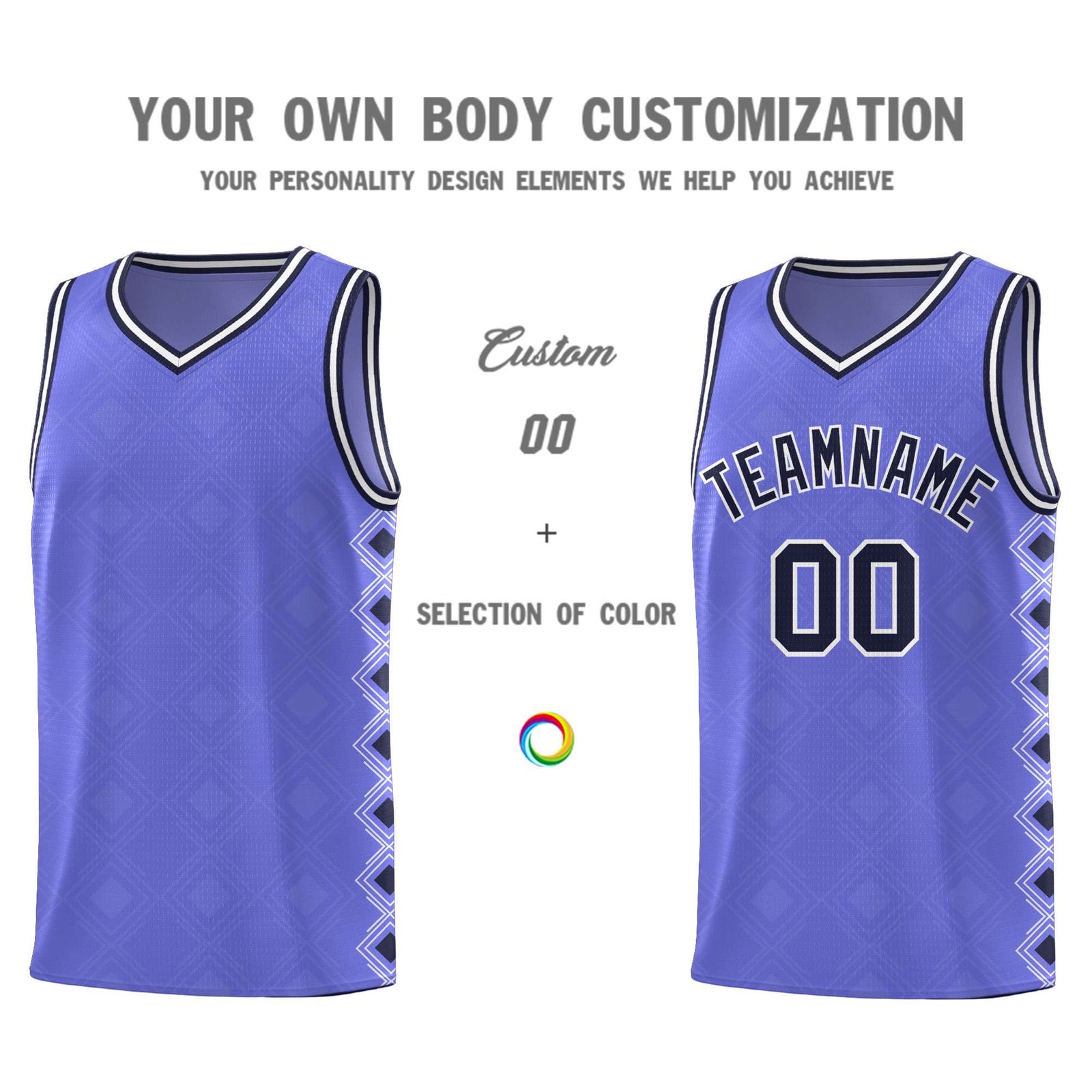 Custom Purple Side Blocks Sports Uniform Basketball Jersey