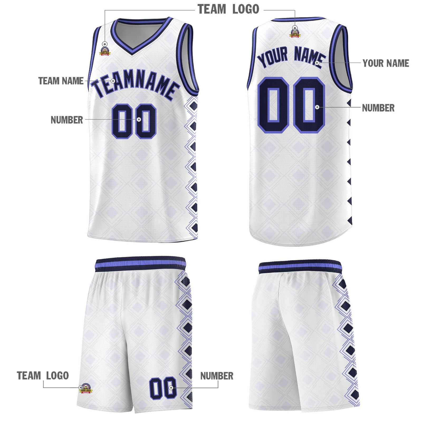 Custom White Side Blocks Sports Uniform Basketball Jersey