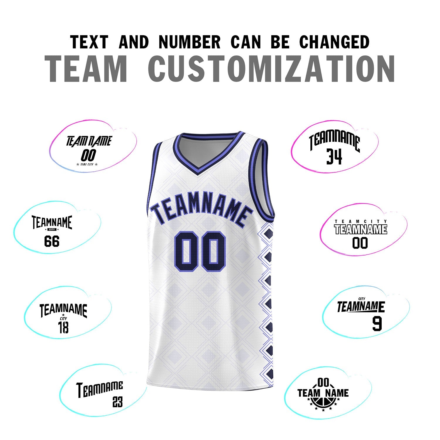 Custom White Side Blocks Sports Uniform Basketball Jersey