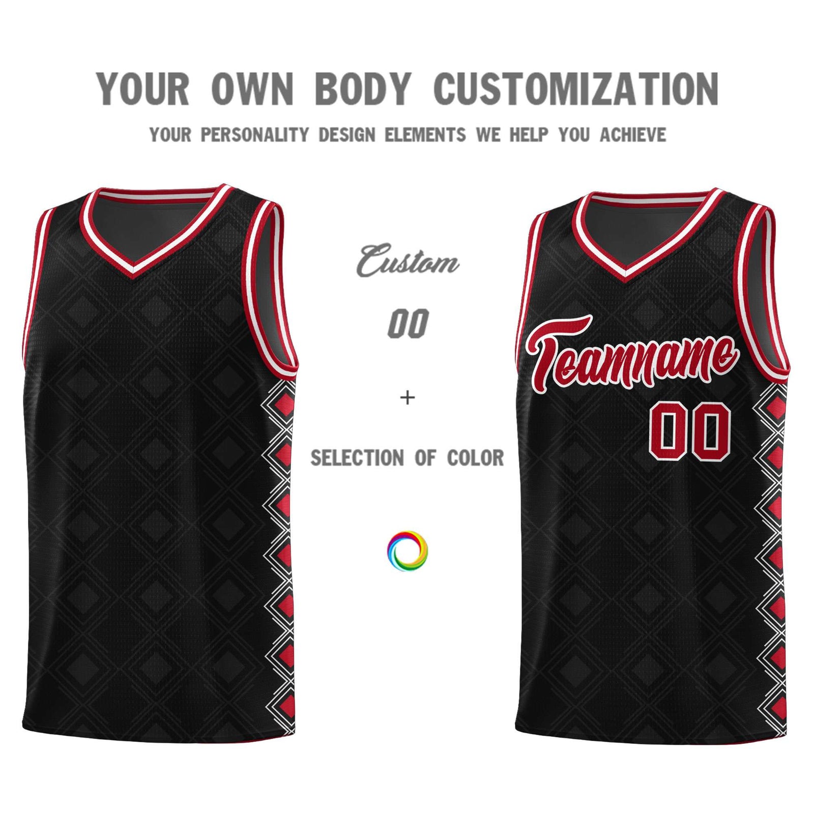 Custom Black Side Blocks Sports Uniform Basketball Jersey