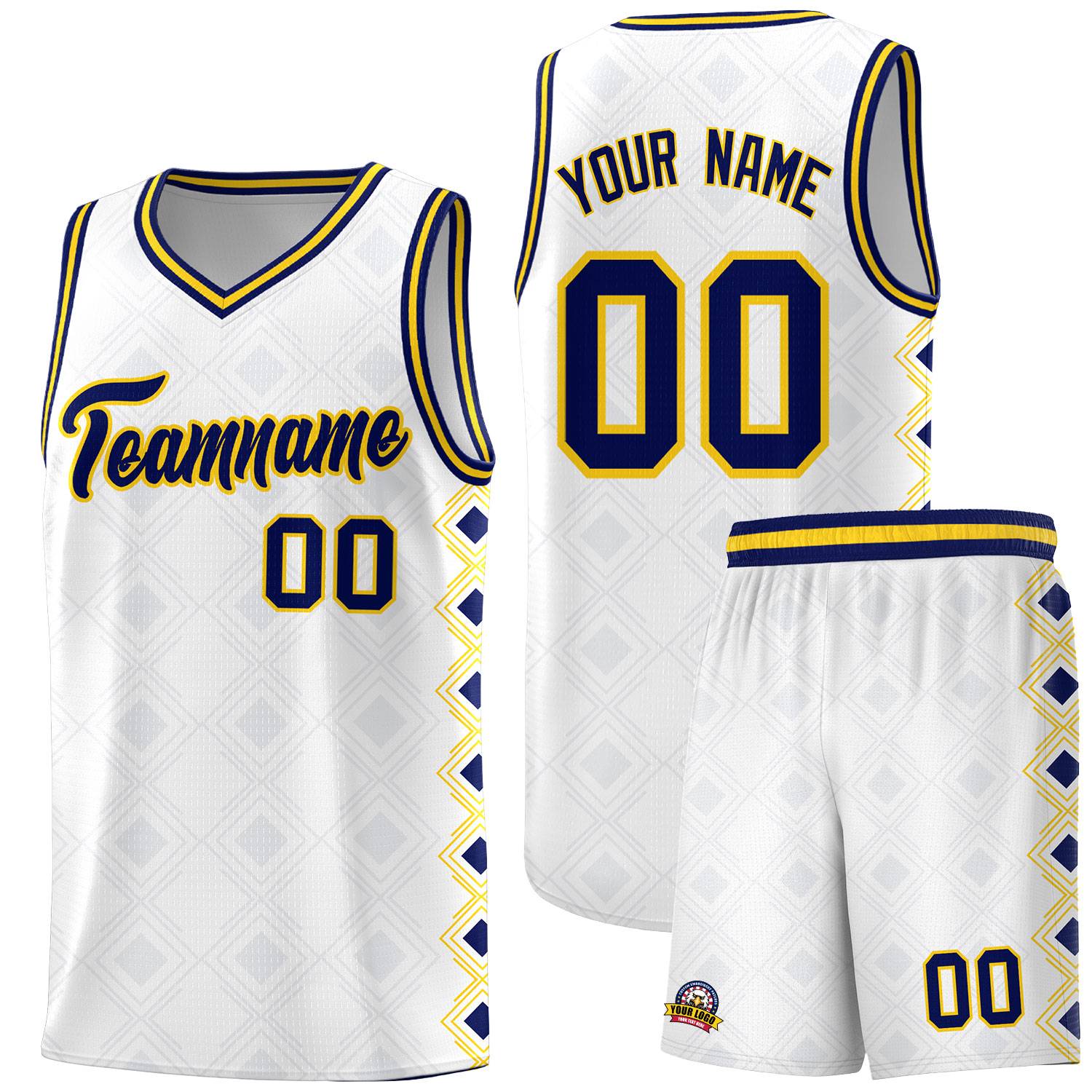 Custom White Side Blocks Sports Uniform Basketball Jersey