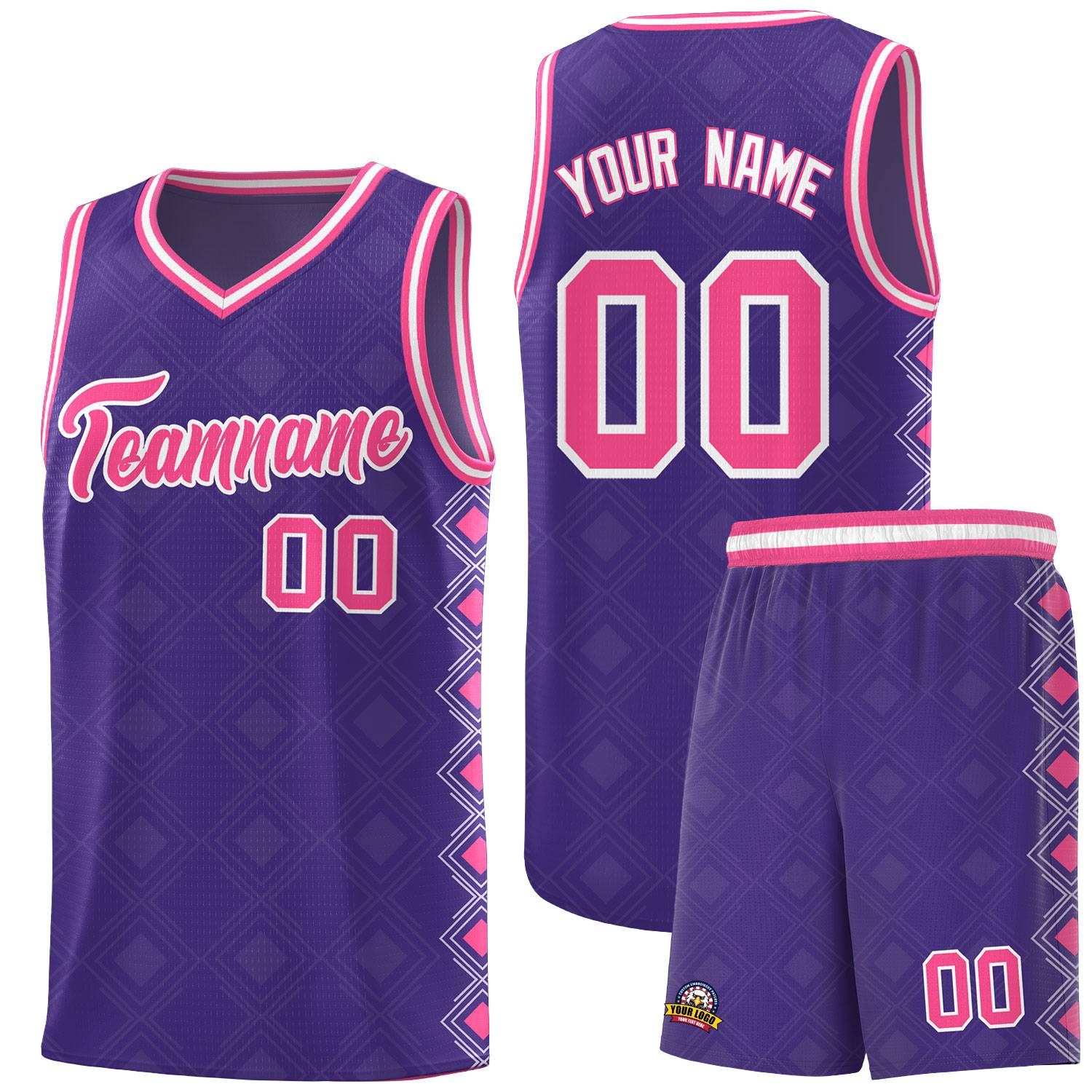 Custom Purple Side Blocks Sports Uniform Basketball Jersey