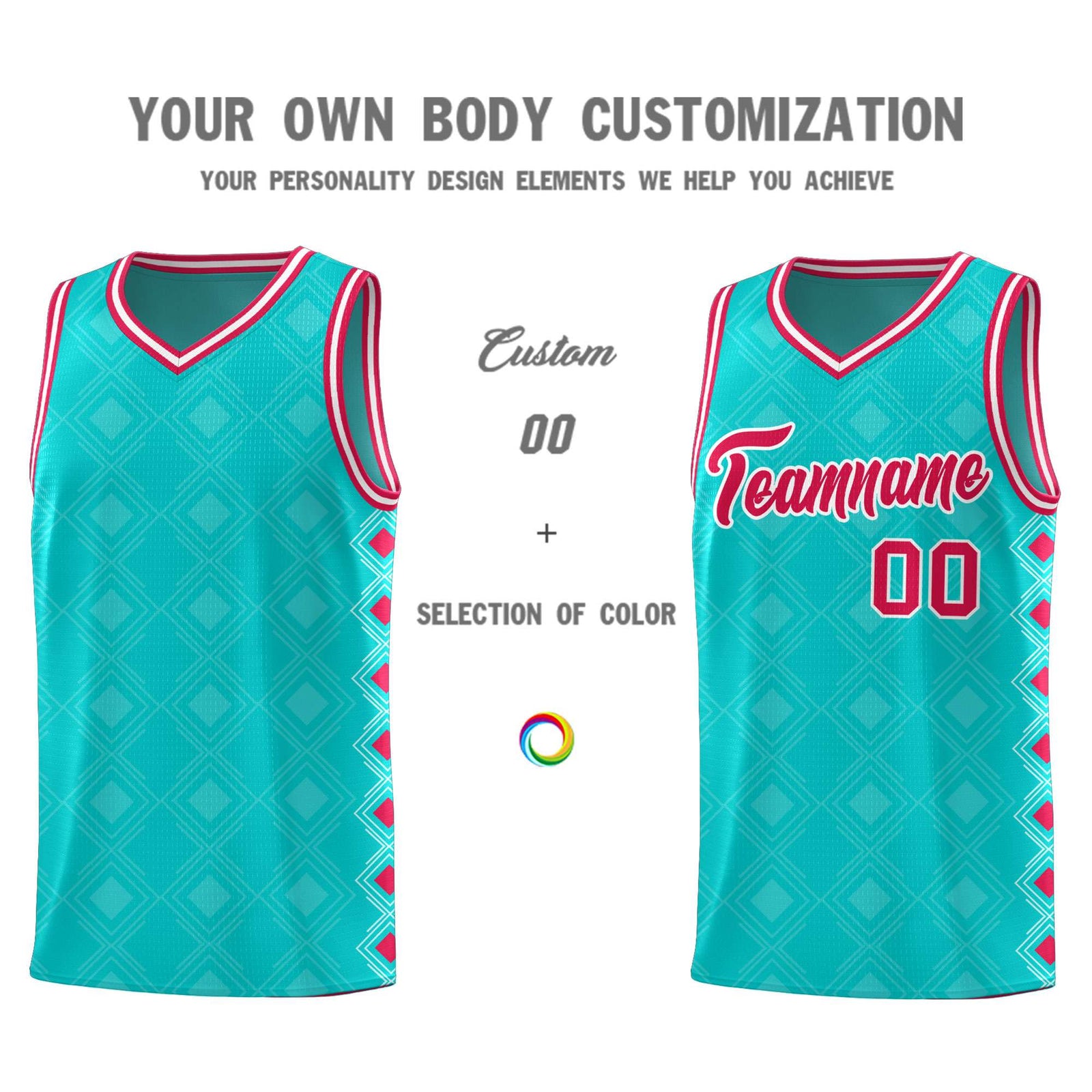 Custom Aqua Side Blocks Sports Uniform Basketball Jersey
