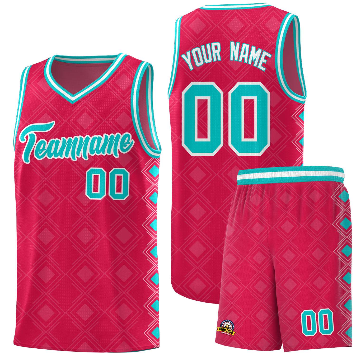 Custom Red Side Blocks Sports Uniform Basketball Jersey
