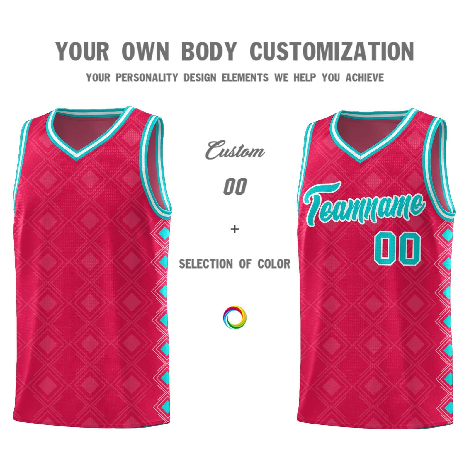 Custom Red Side Blocks Sports Uniform Basketball Jersey