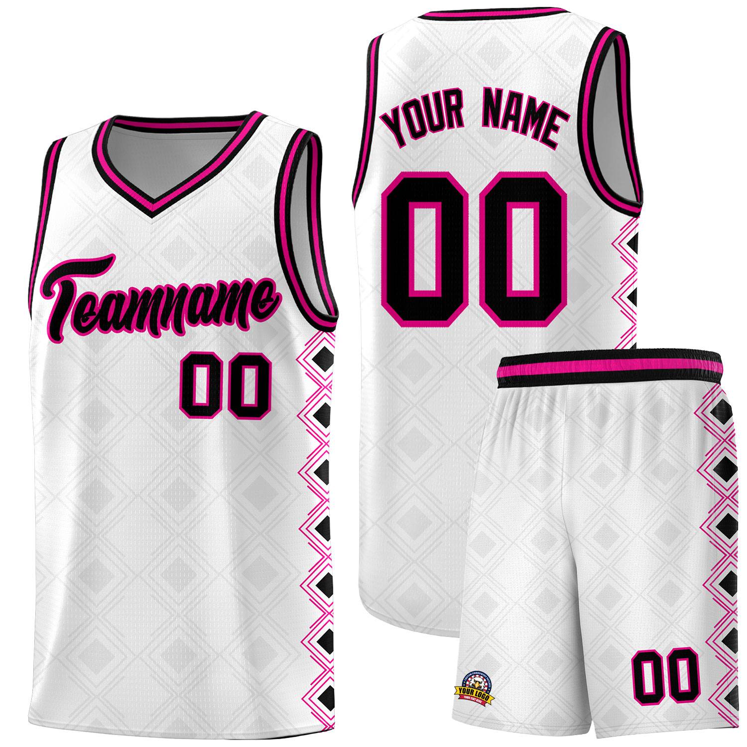 Custom White Side Blocks Sports Uniform Basketball Jersey
