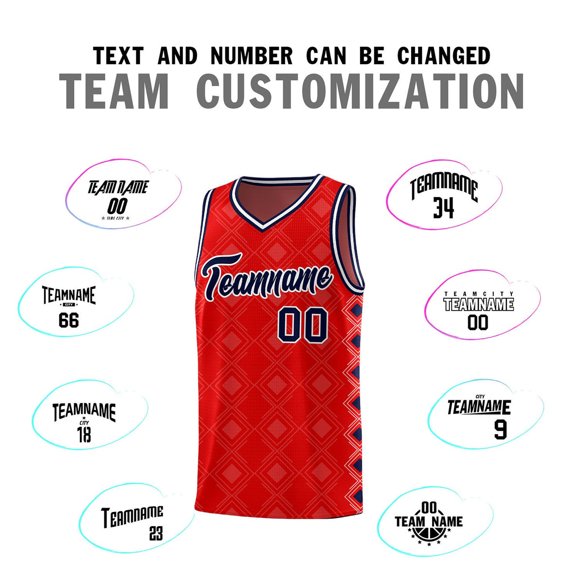 Custom Red Side Blocks Sports Uniform Basketball Jersey