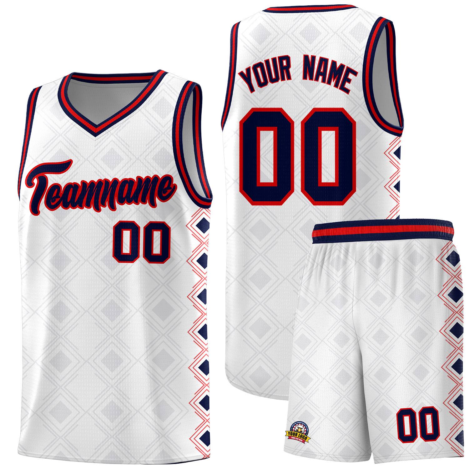 Custom White Side Blocks Sports Uniform Basketball Jersey