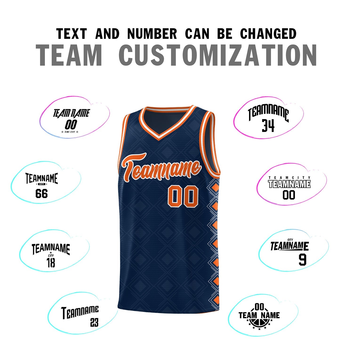 Custom Navy Side Blocks Sports Uniform Basketball Jersey