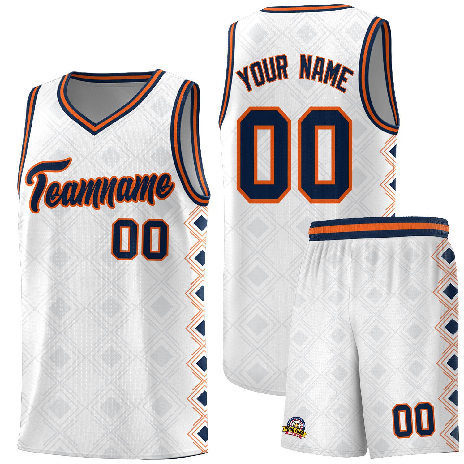 Custom White Side Blocks Sports Uniform Basketball Jersey