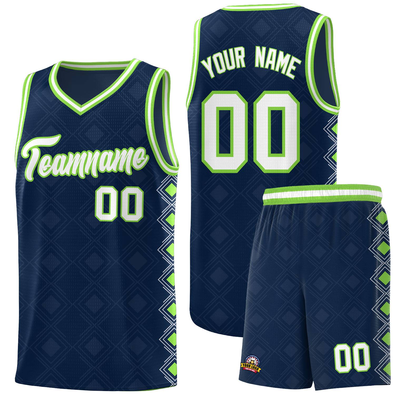 Custom Navy Side Blocks Sports Uniform Basketball Jersey
