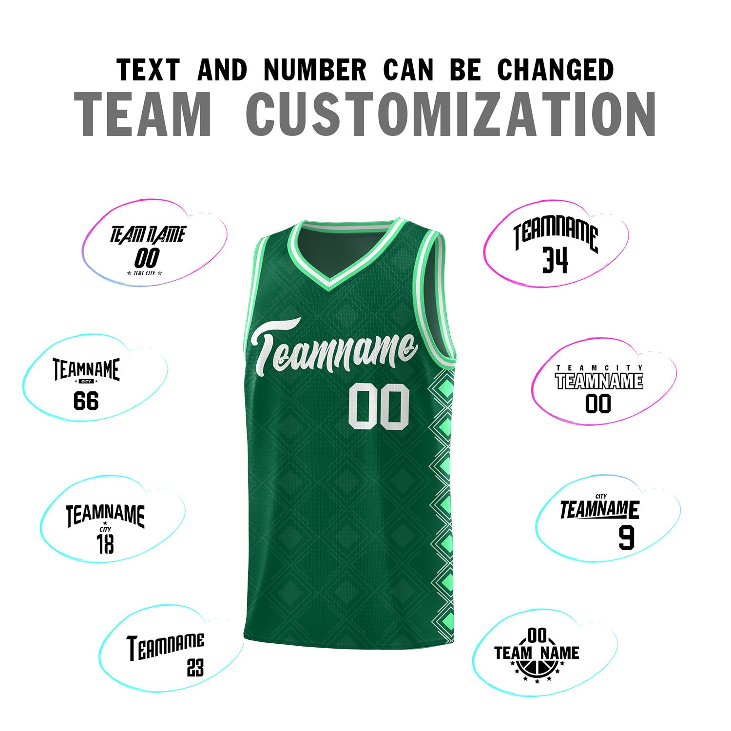 Custom Kelly Green Side Blocks Sports Uniform Basketball Jersey