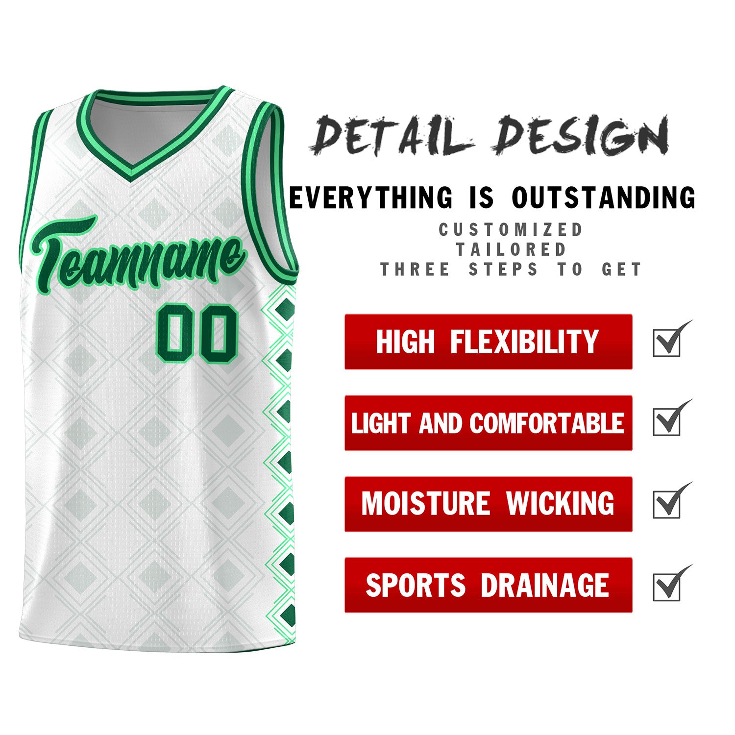 Custom White Side Blocks Sports Uniform Basketball Jersey