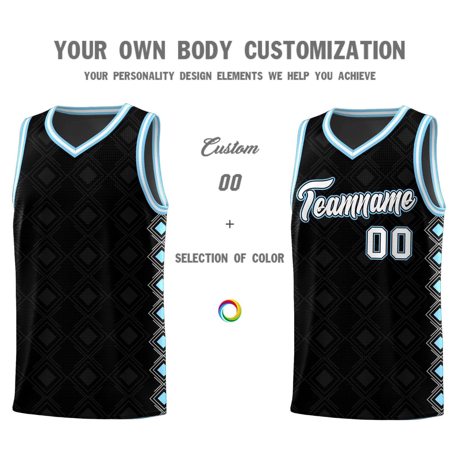 Custom Black Side Blocks Sports Uniform Basketball Jersey