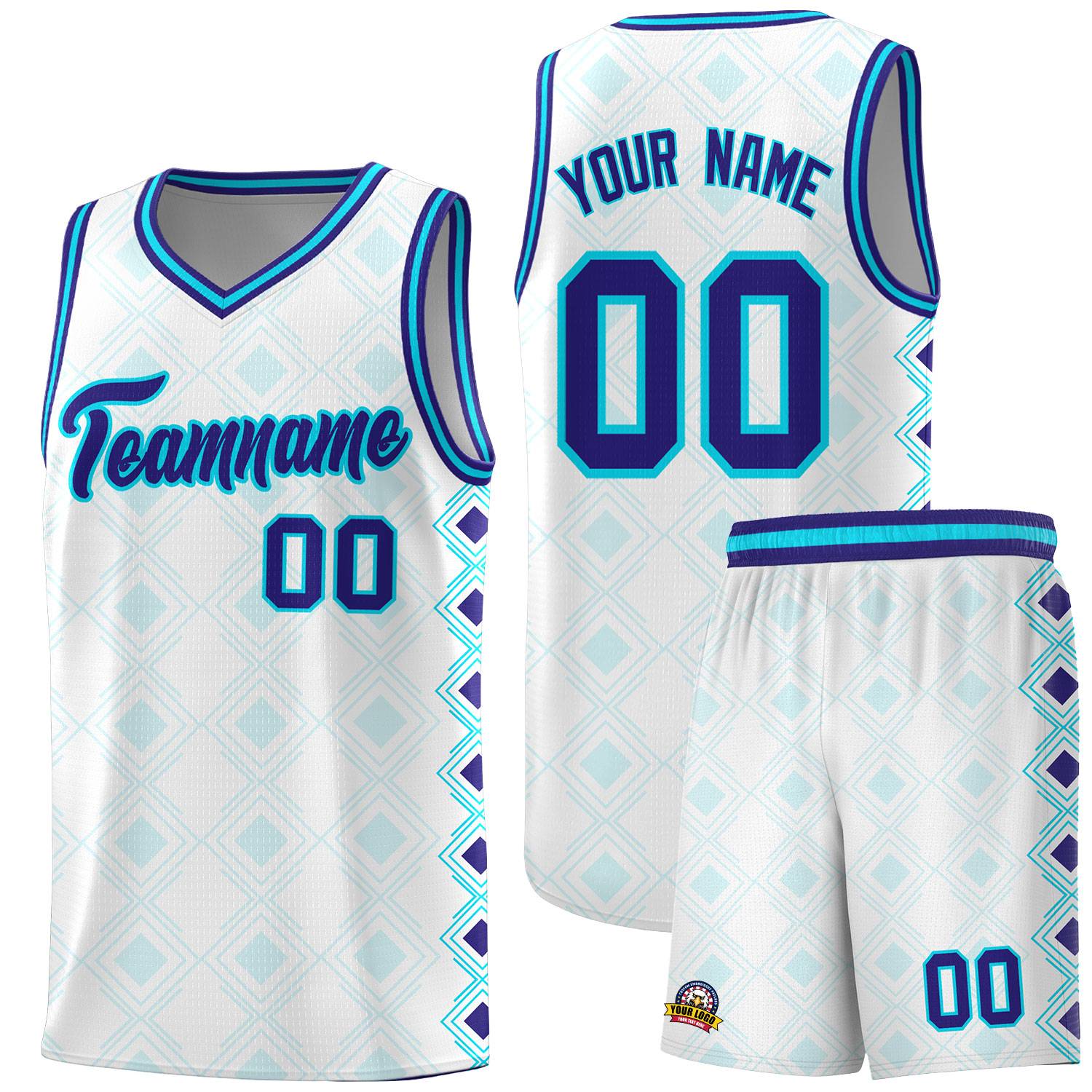 Custom White Side Blocks Sports Uniform Basketball Jersey