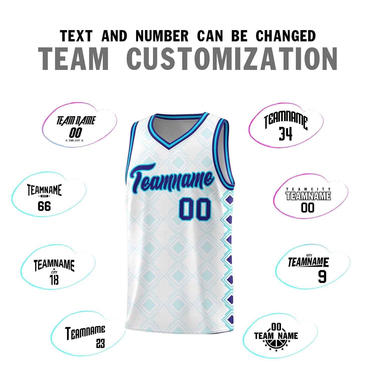 Custom White Side Blocks Sports Uniform Basketball Jersey
