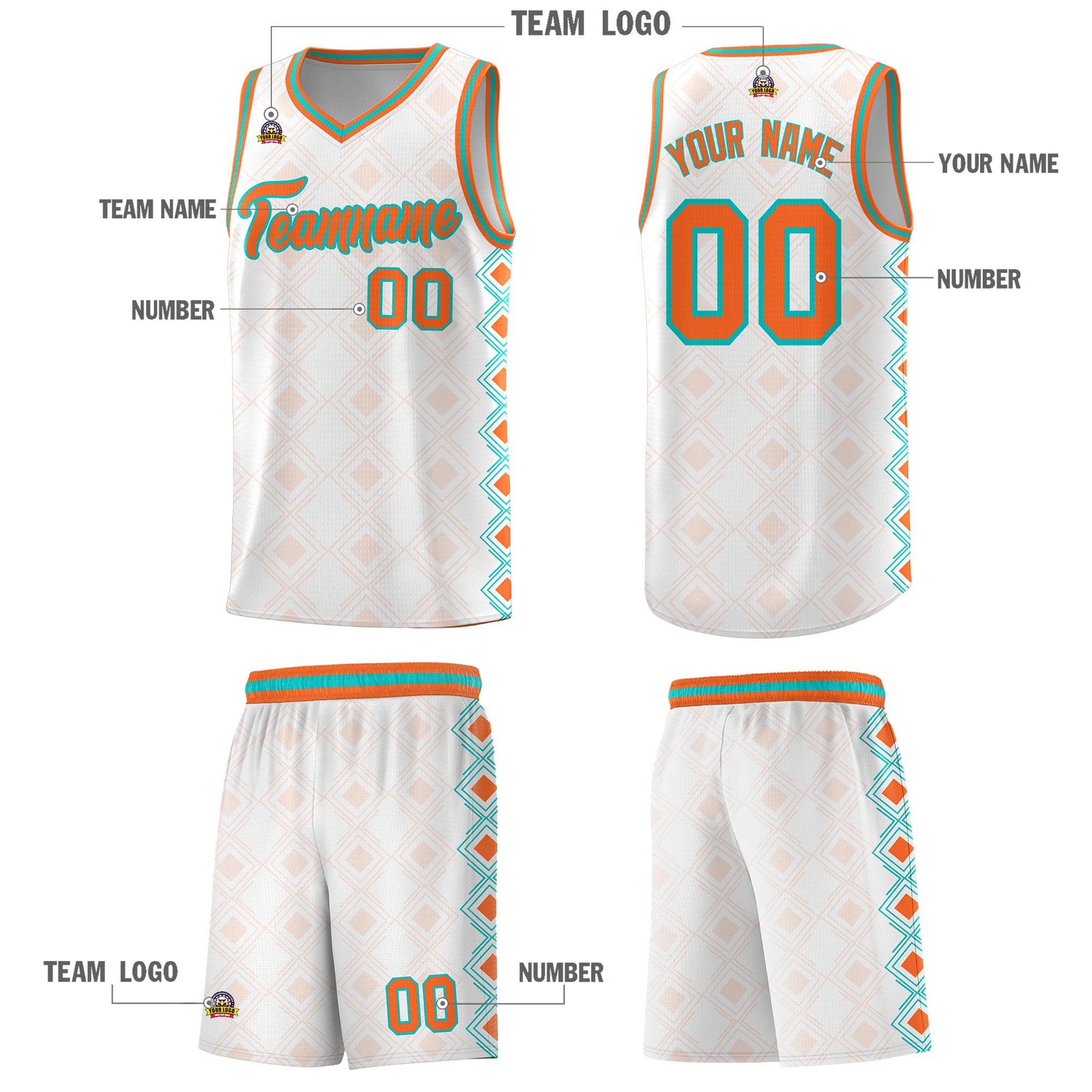 Custom White Side Blocks Sports Uniform Basketball Jersey