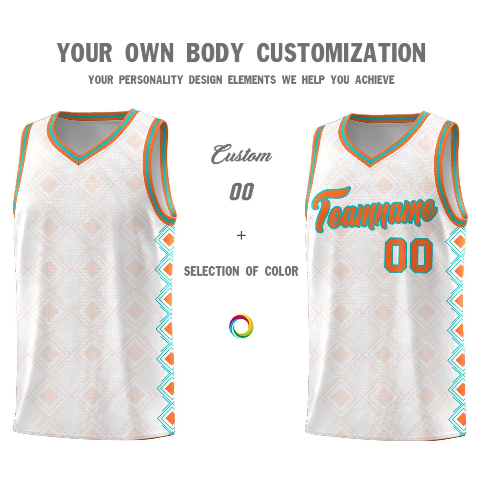 Custom White Side Blocks Sports Uniform Basketball Jersey