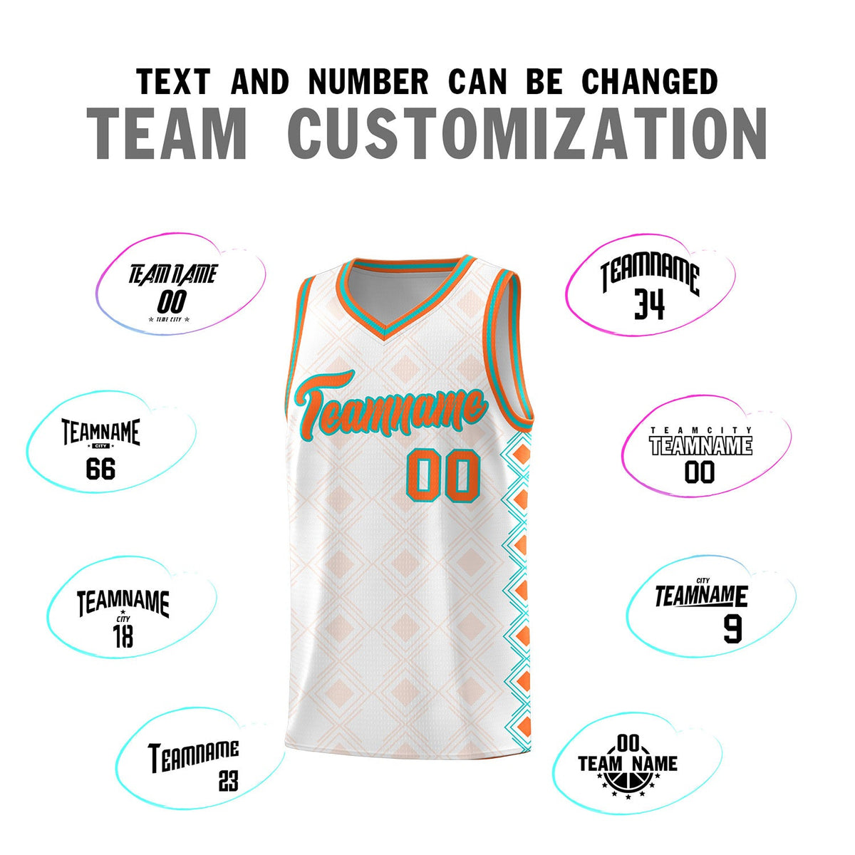 Custom White Side Blocks Sports Uniform Basketball Jersey