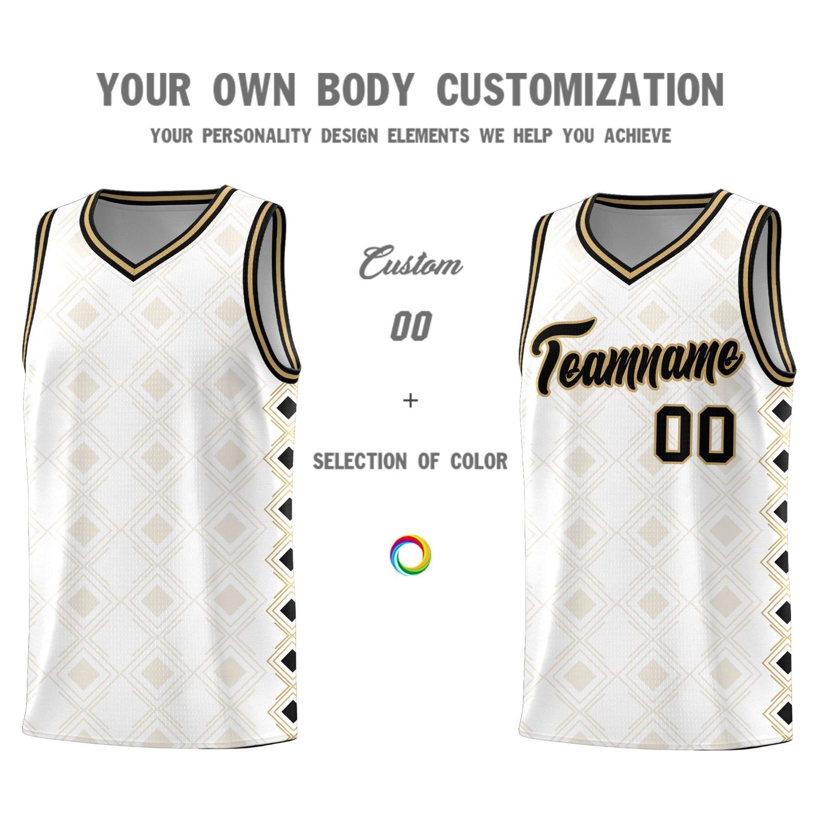 Custom White Side Blocks Sports Uniform Basketball Jersey